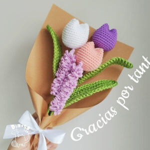 Ramo crochet tulipanes y lavanda